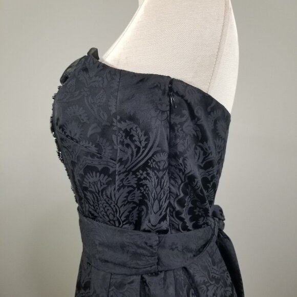 NEW TIBI Black Strapless Cocktail Dress 6 Womens Beaded Witchy Goth Tea Party - Picture 8 of 13